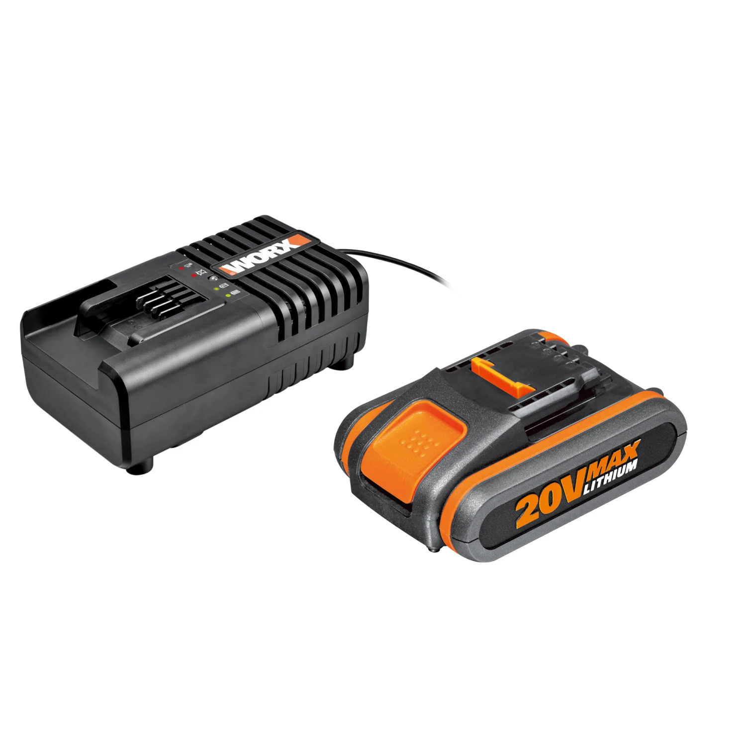 Worx Set Akku 20V / 2,0 Ah Und Ladegerät 14,4-20V - WA3601 1 Worx Set Akku 20V / 2,0 Ah Und Ladegerät 14,4-20V - WA3601